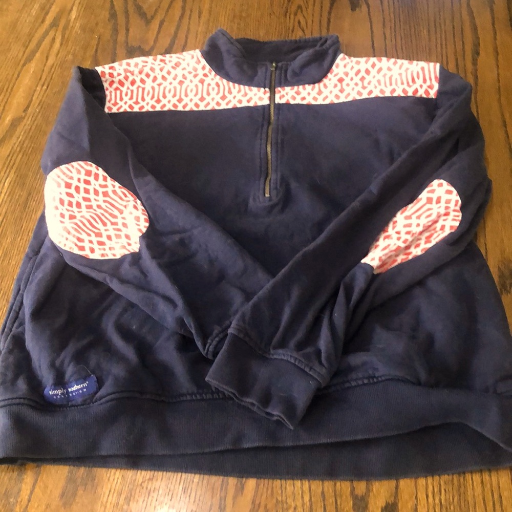 Simply Southern Collection 1/4 zip XL pullover with elbow patches.